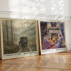A farewell to arms Literary Art Print by Ernest Hemingway – large square framed print leaning against a wall