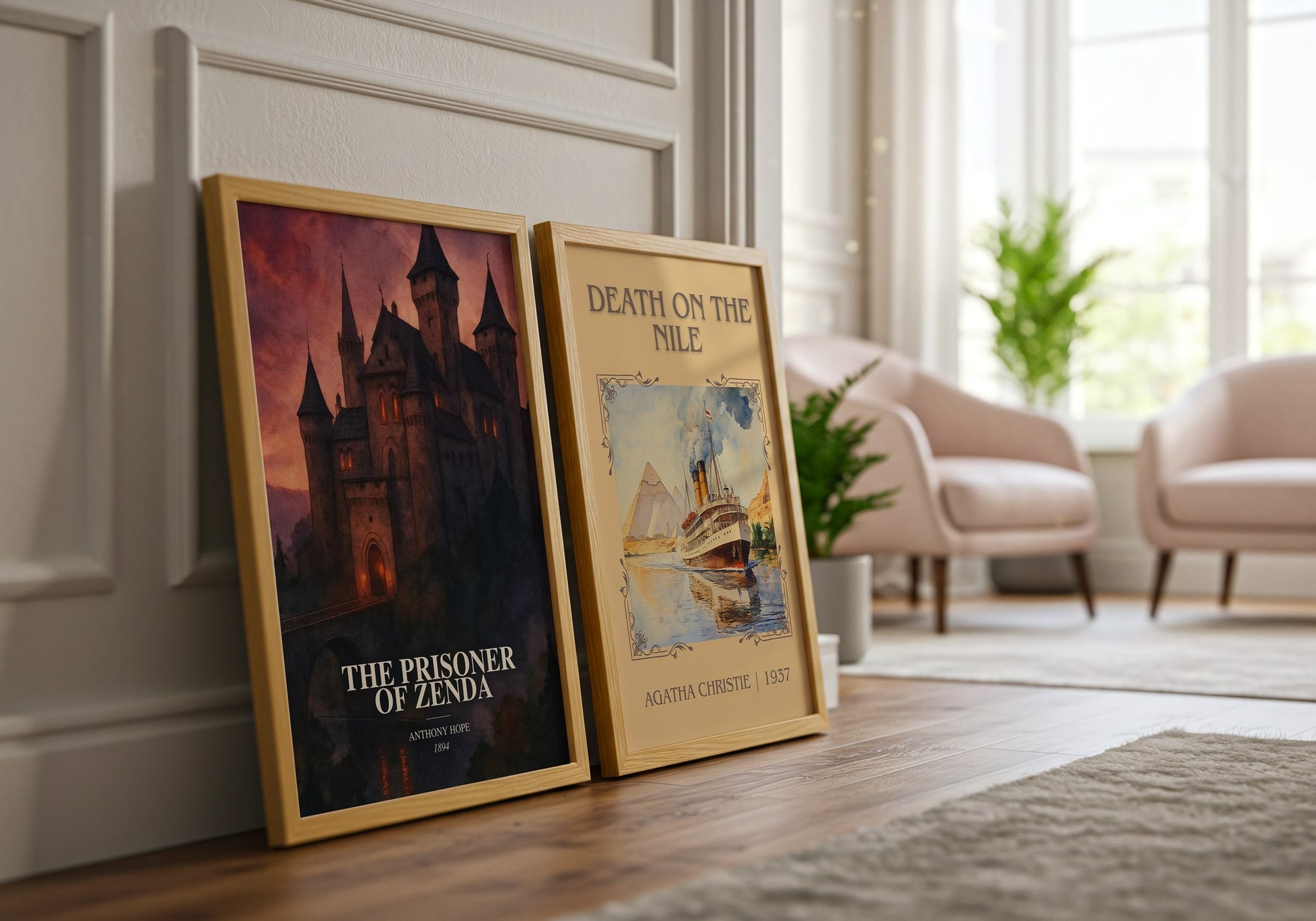 The Prisoner Of Zenda watercolour print framed by window – literary home decor