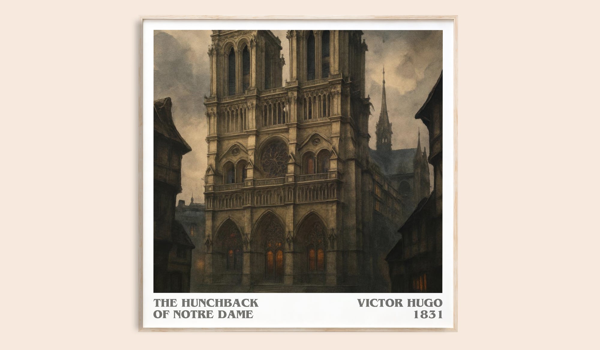The Hunchback of Notre Dame literary book poster by Victor Hugo – framed literary art print