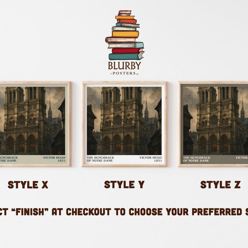 The Hunchback of Notre Dame literary print in frame leaning in hallway – classic literature wall art