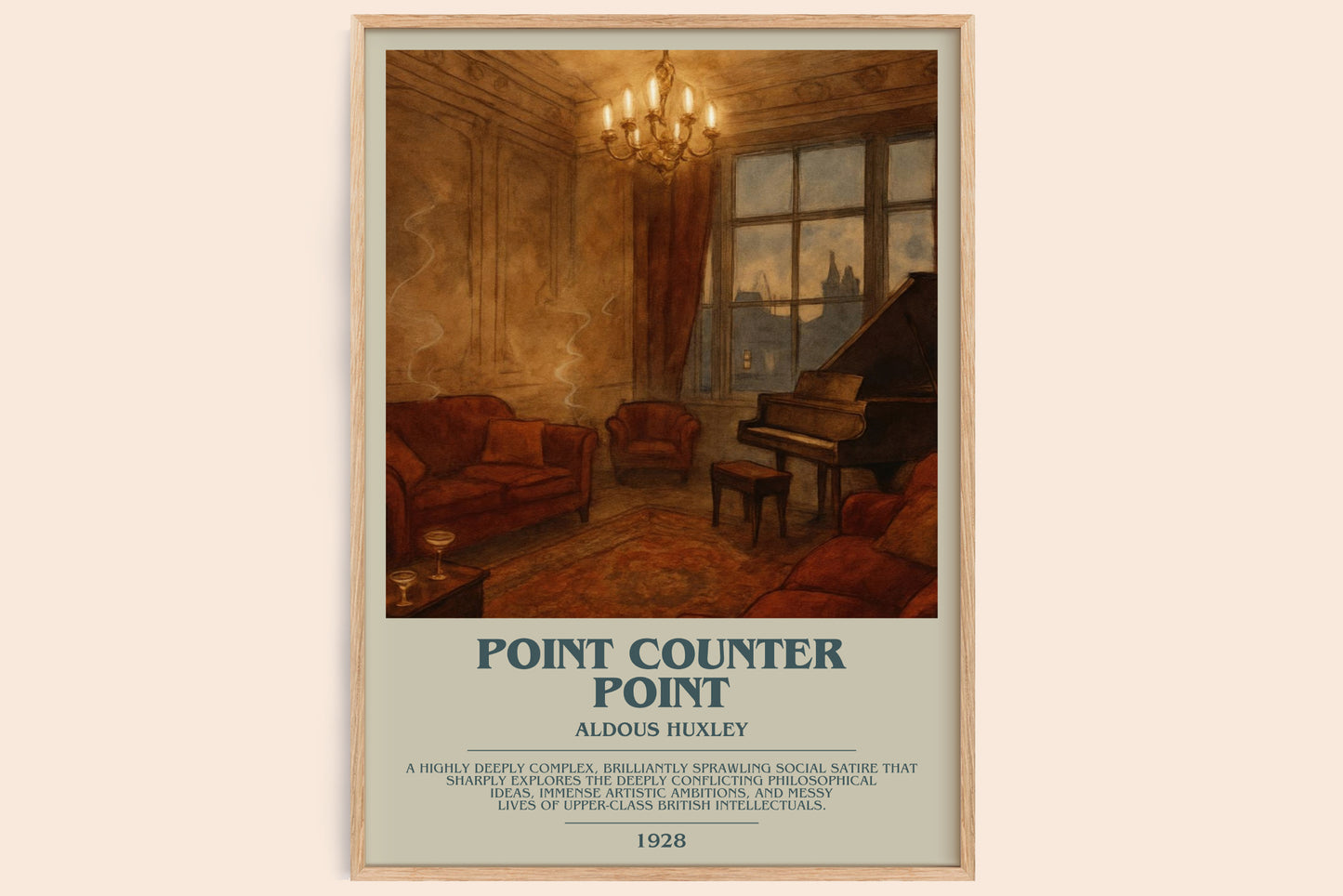 Point Counter Point bookish book poster by Aldous Huxley – framed literary art print