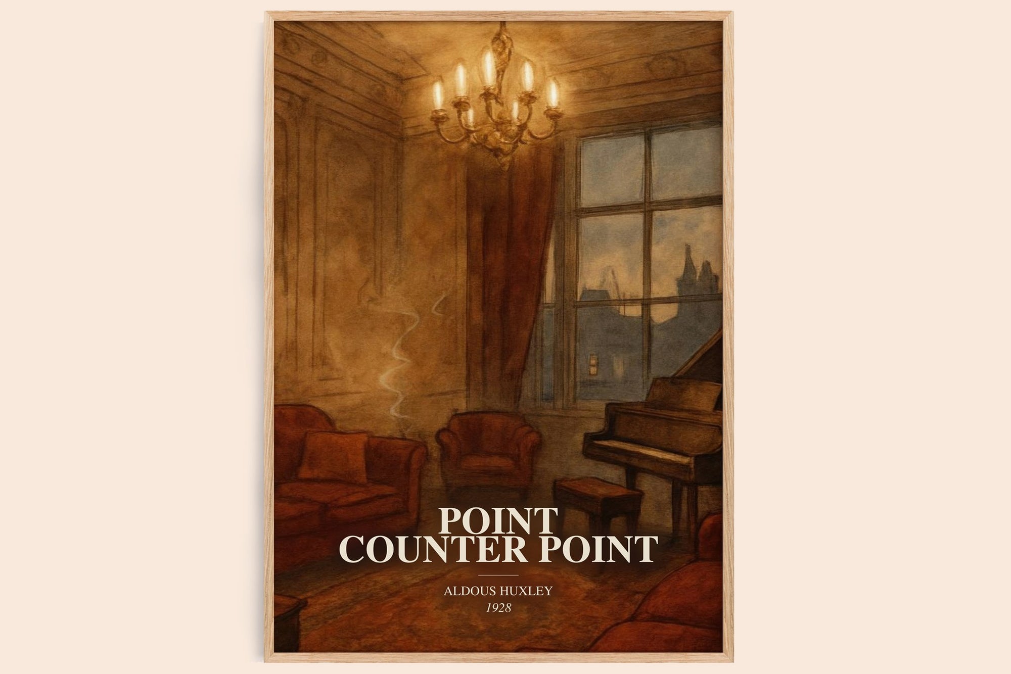 Point Counter Point watercolour book poster by Aldous Huxley – framed literary art print
