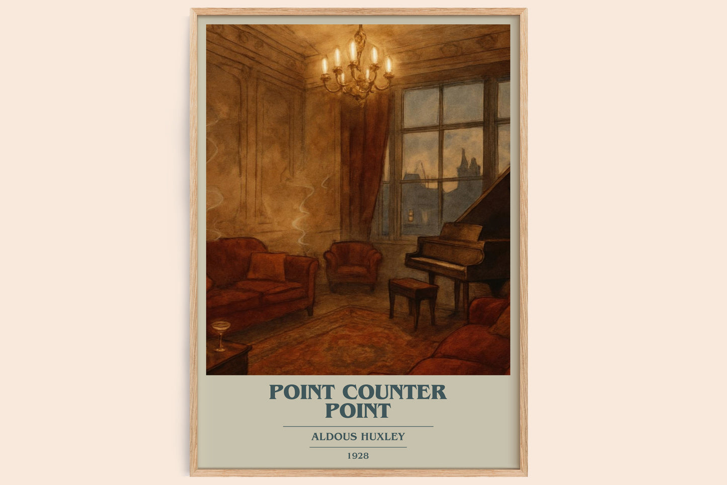 Point Counter Point book cover book poster by Aldous Huxley – framed literary art print