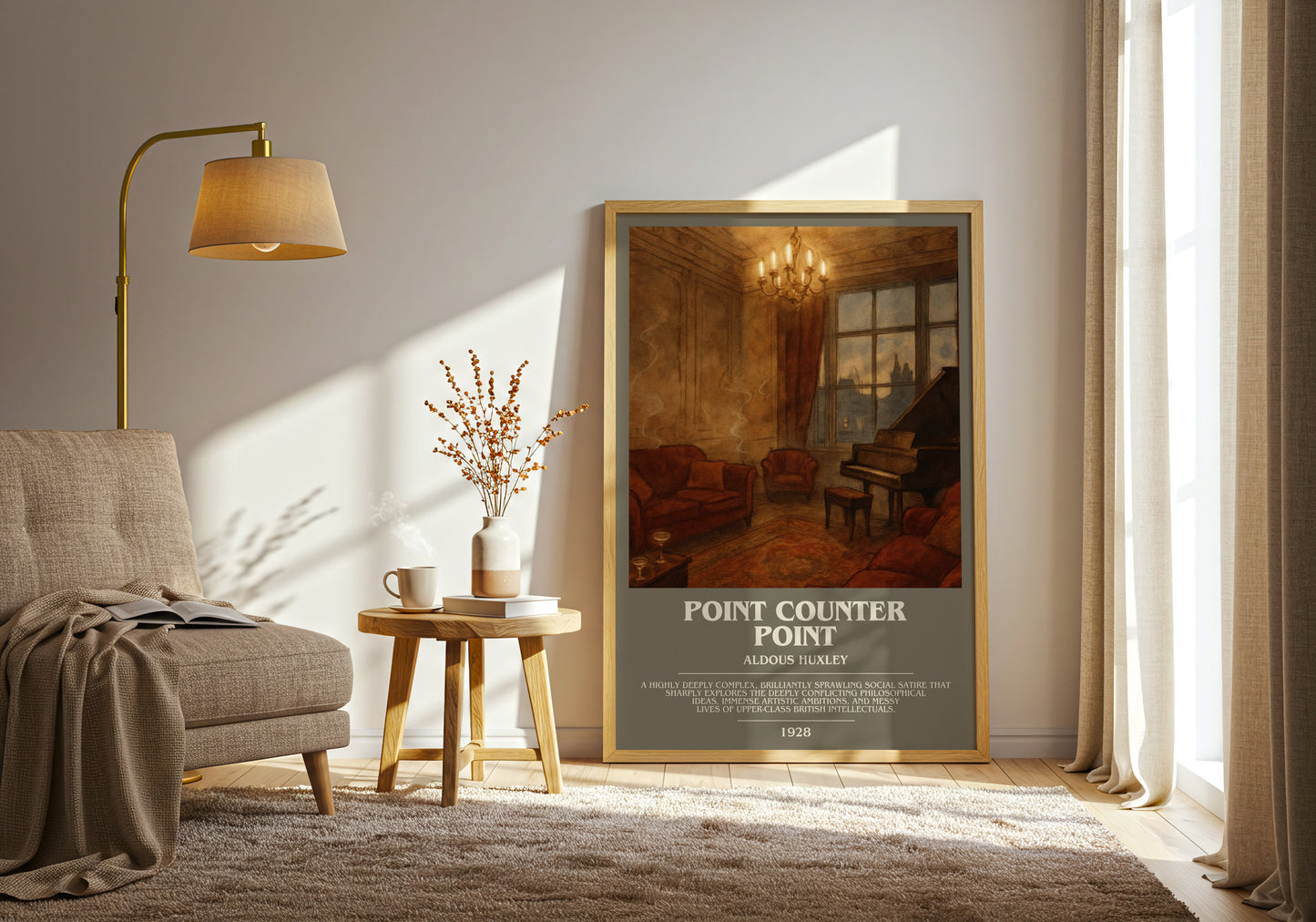 Point Counter Point bookish print on bookshelf – Aldous Huxley fan gift