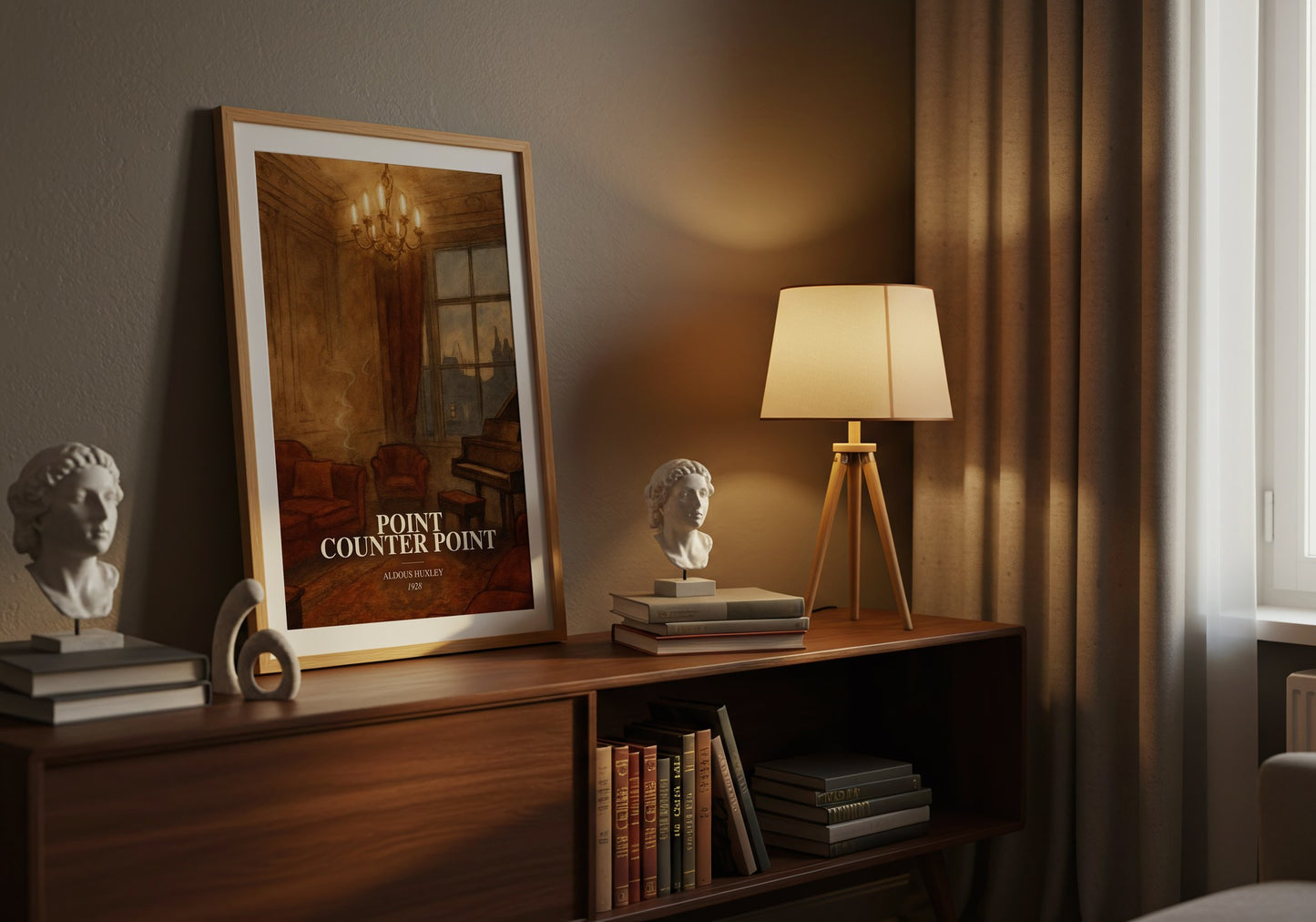 Point Counter Point watercolour print on bookshelf – Aldous Huxley fan gift