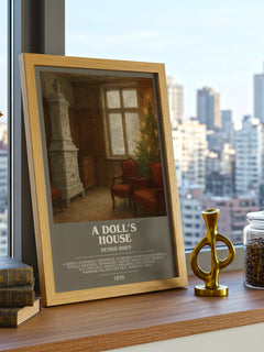 A Doll’s House Bookish Wall Art by Henrik Ibsen – framed print on a city-view windowsill