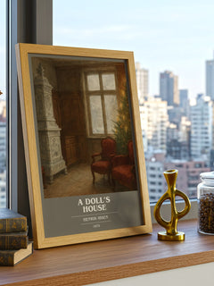 A Doll’s House Book Cover Poster by Henrik Ibsen – framed print on a city-view windowsill