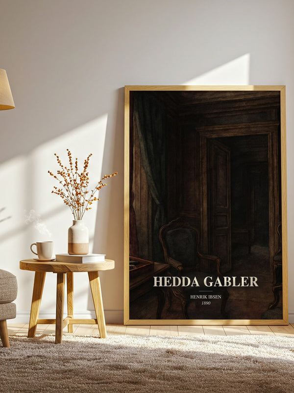 Hedda Gabler watercolour print in frame leaning in hallway – classic literature wall art