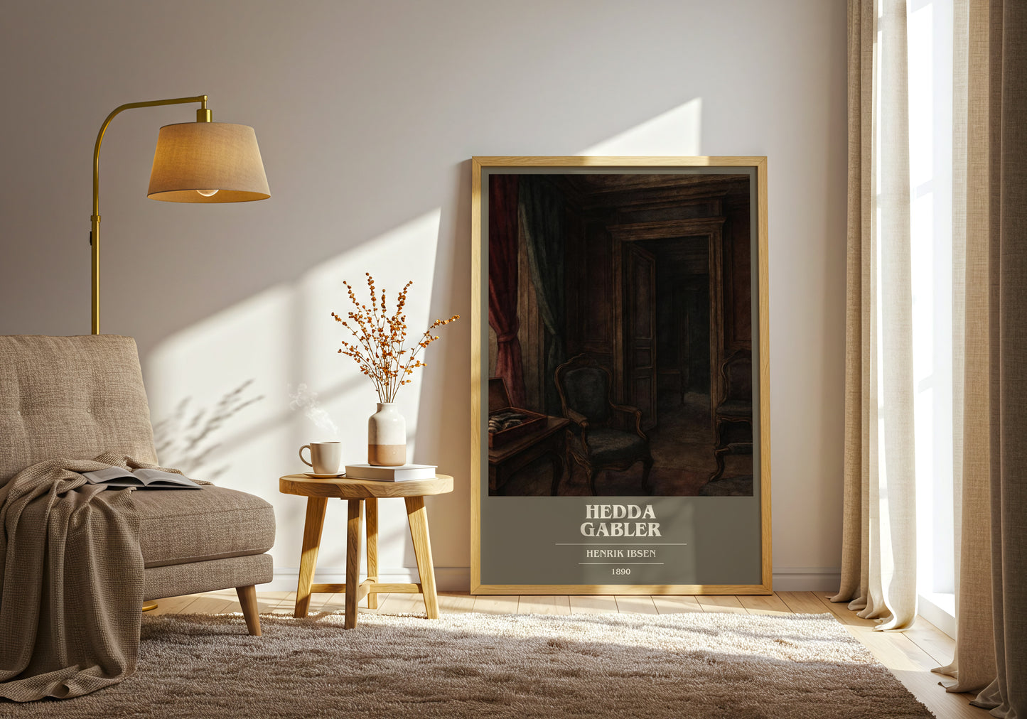 Hedda Gabler book cover print on bookshelf – Henrik Ibsen fan gift