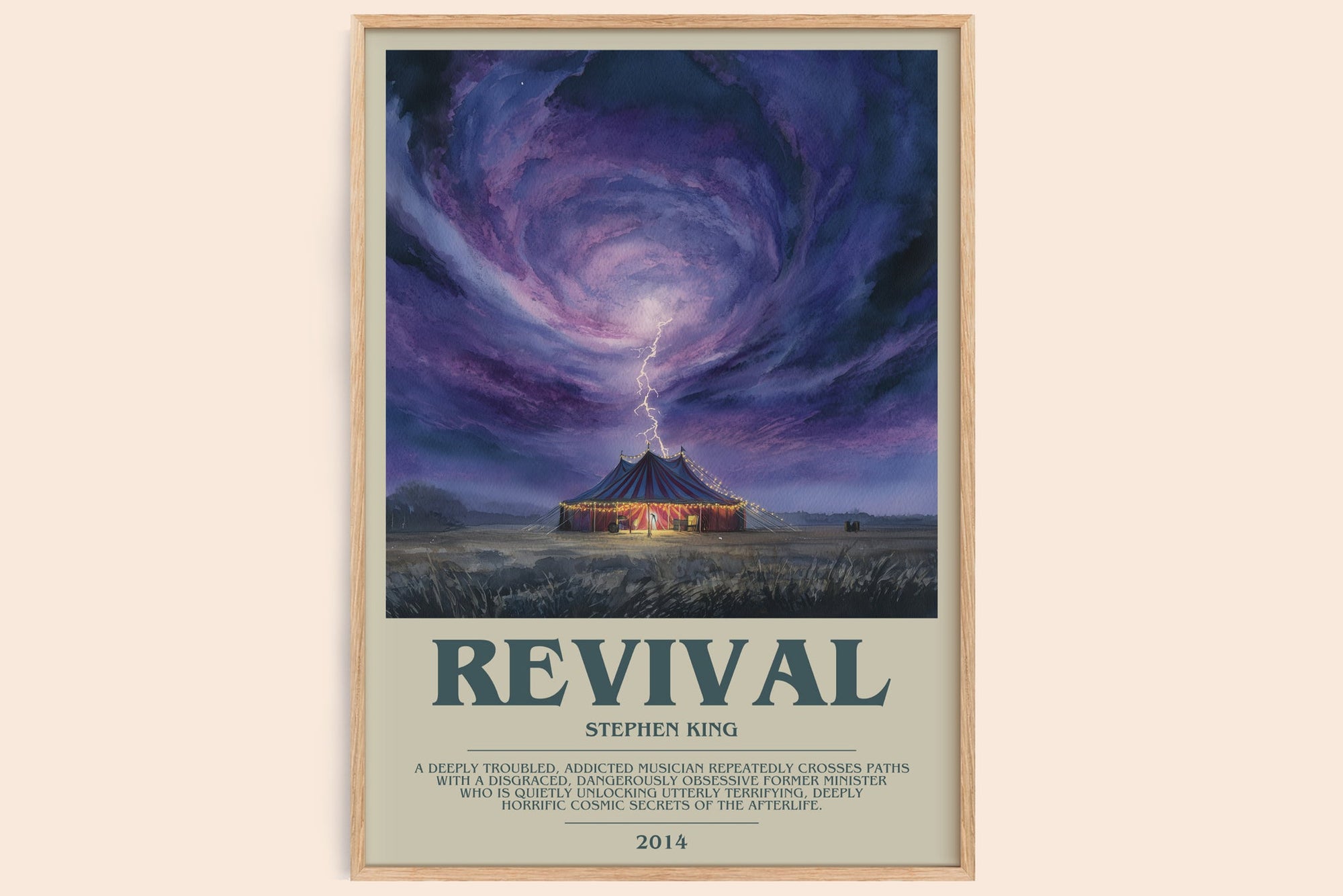 Revival bookish book poster by Stephen King – framed literary art print