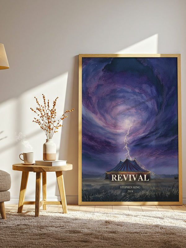 Revival watercolour print in frame leaning in hallway – horror wall art