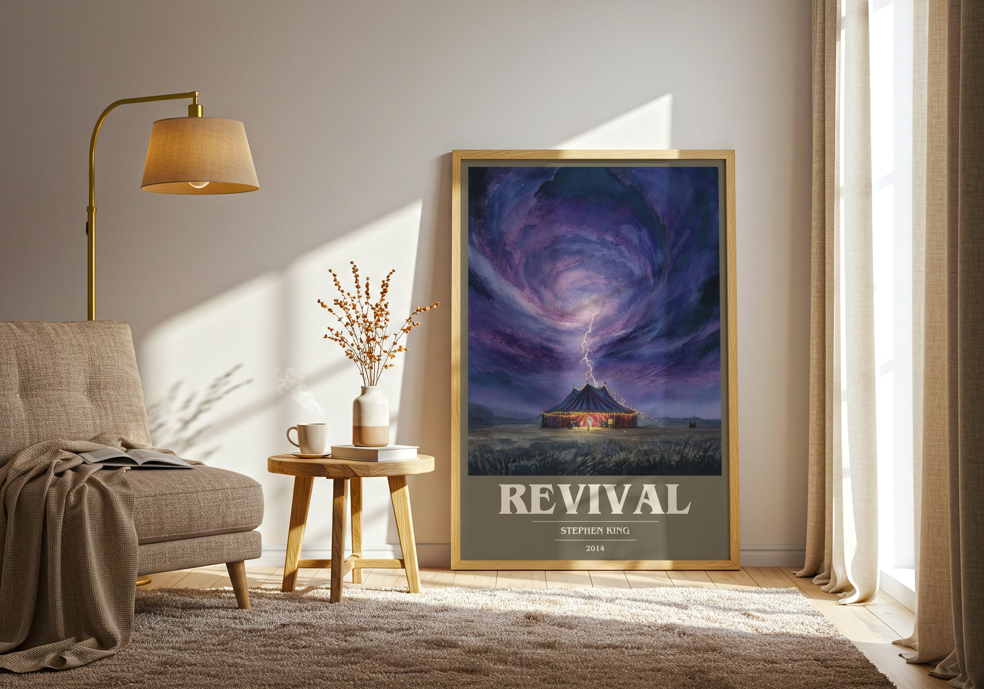 Revival book cover print on bookshelf – Stephen King fan gift