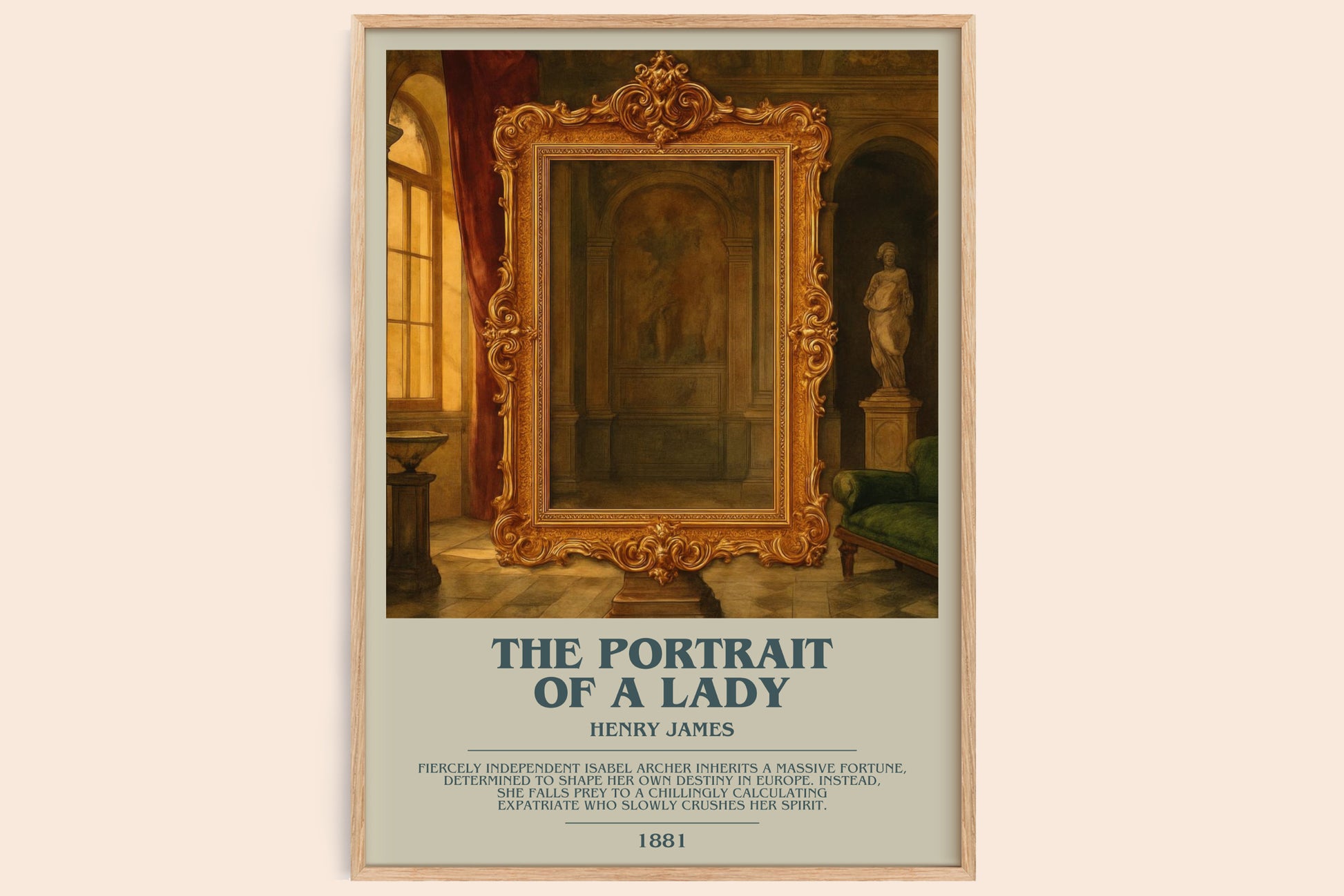 The Portrait of a Lady bookish book poster by Henry James – framed literary art print