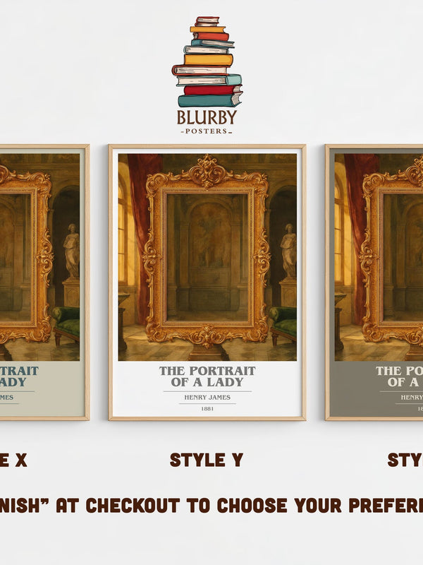 The Portrait of a Lady book cover print in frame leaning in hallway – classic literature wall art