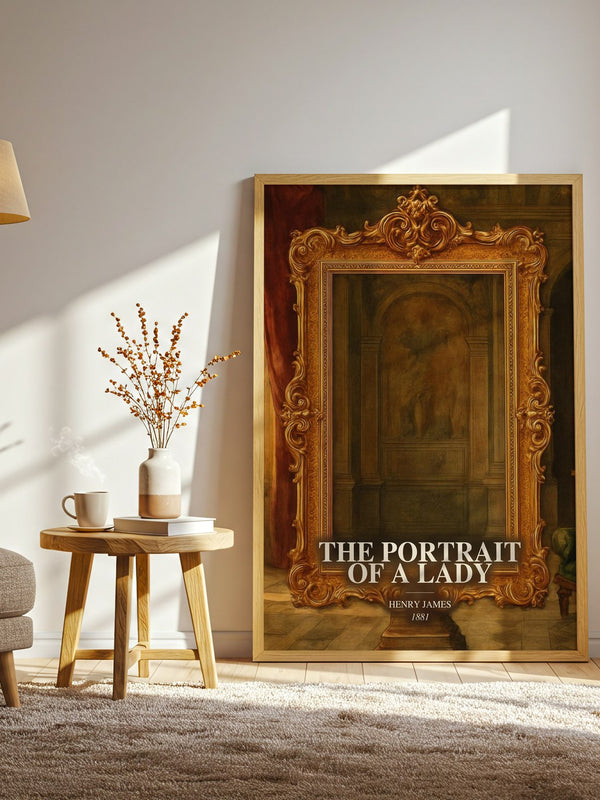 The Portrait Of A Lady watercolour print in frame leaning in hallway – classic literature wall art