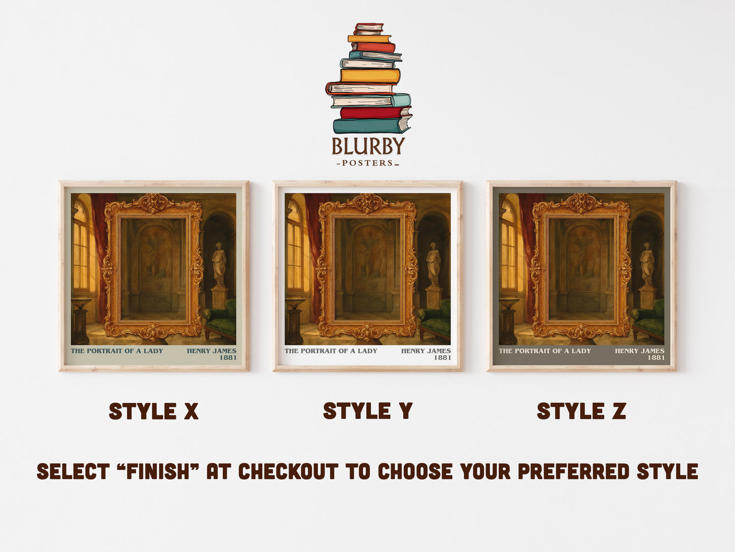 The Portrait of a Lady literary print in frame leaning in hallway – classic literature wall art