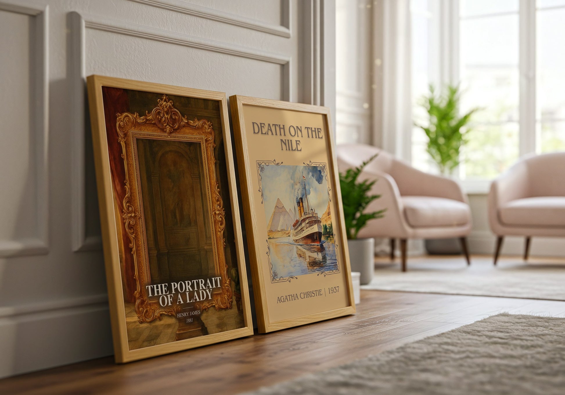The Portrait Of A Lady watercolour print framed by window – literary home decor