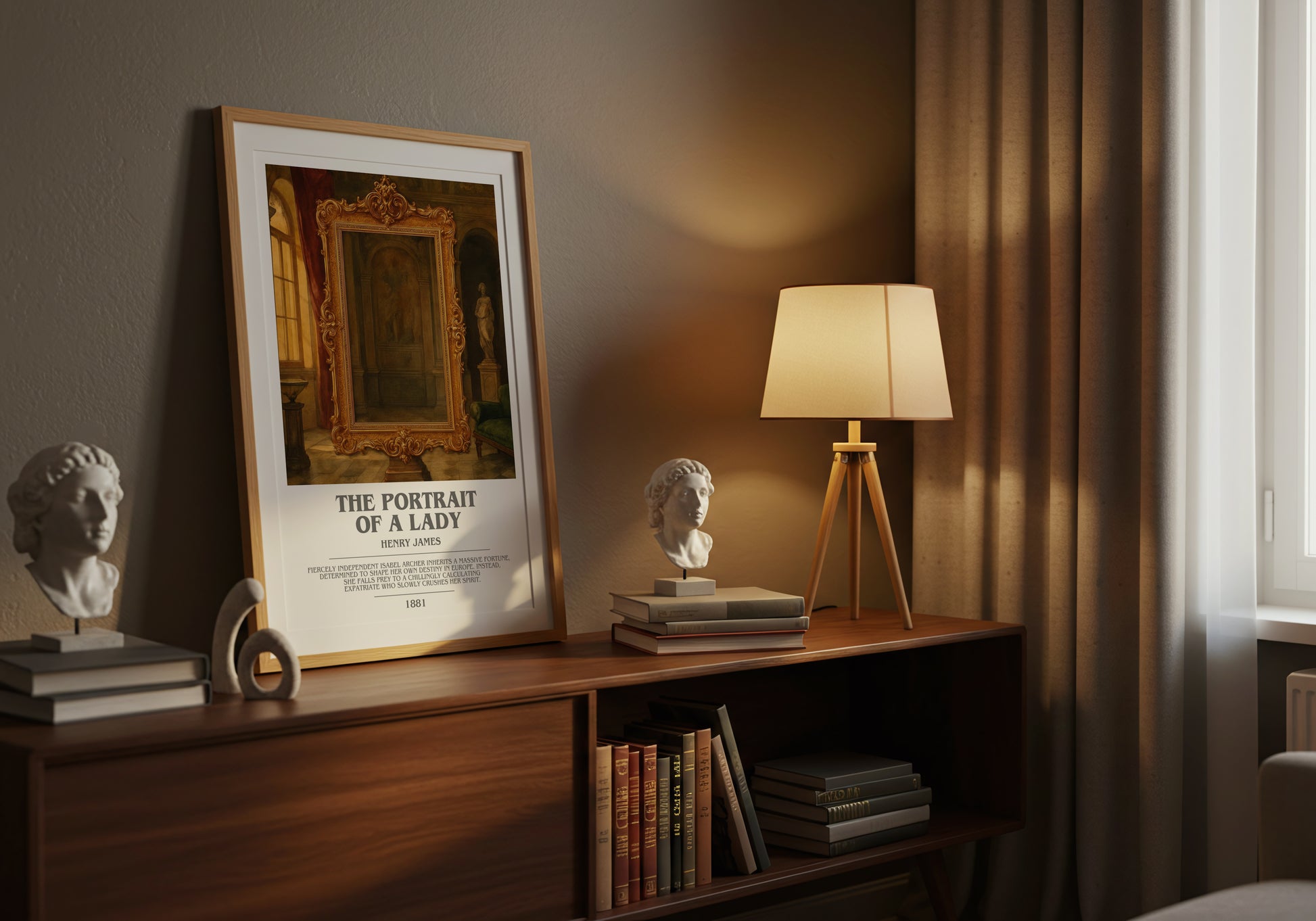 The Portrait of a Lady bookish book poster framed on wall – classic literature wall art