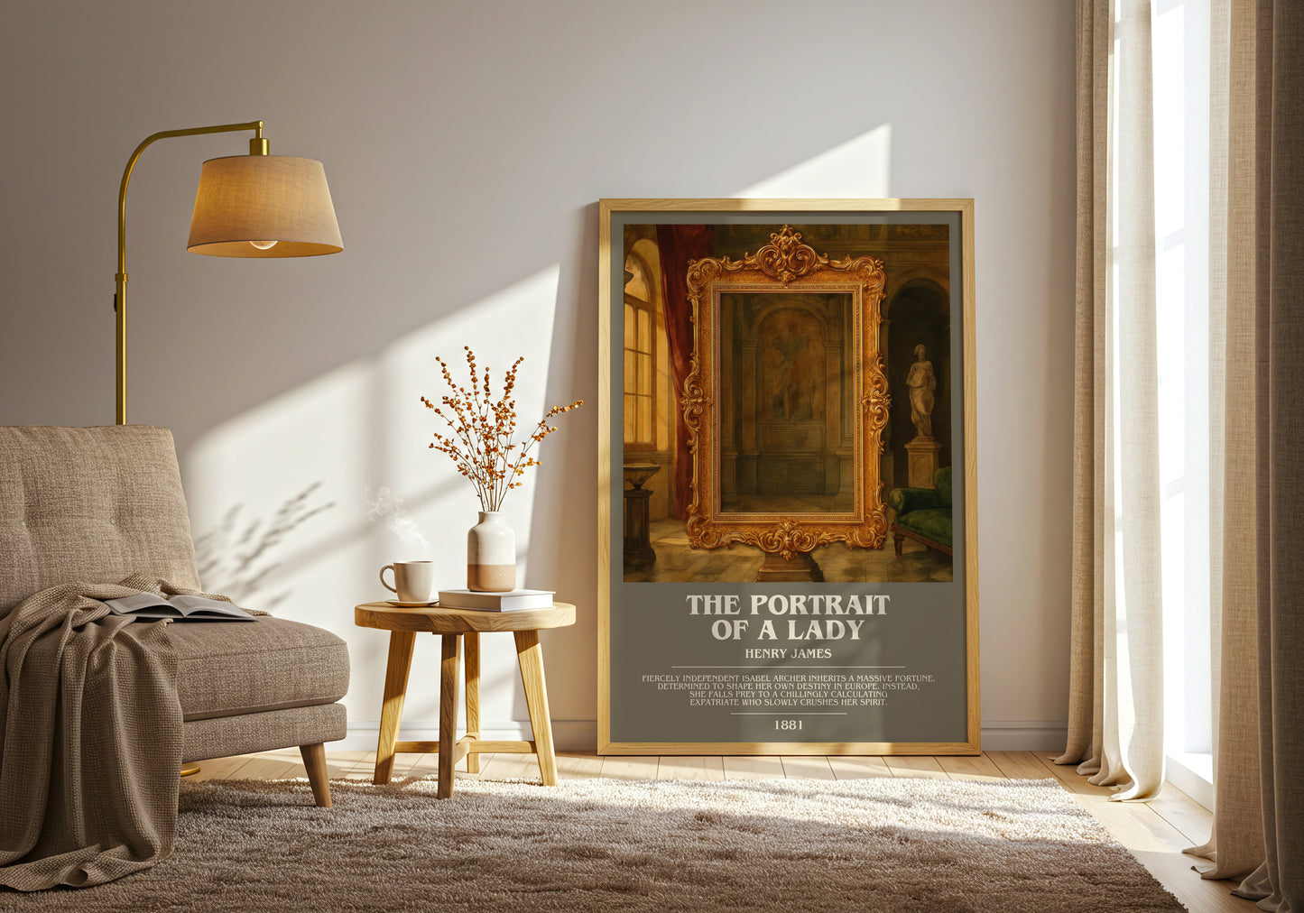 The Portrait of a Lady bookish print on bookshelf – Henry James fan gift