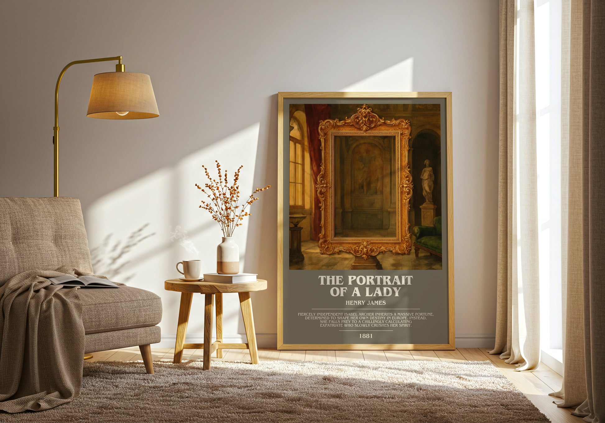 The Portrait of a Lady bookish print on bookshelf – Henry James fan gift