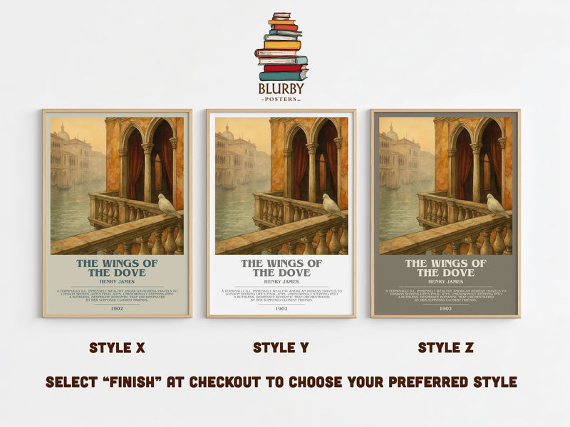 The Wings of the Dove bookish print in frame leaning in hallway – classic literature wall art