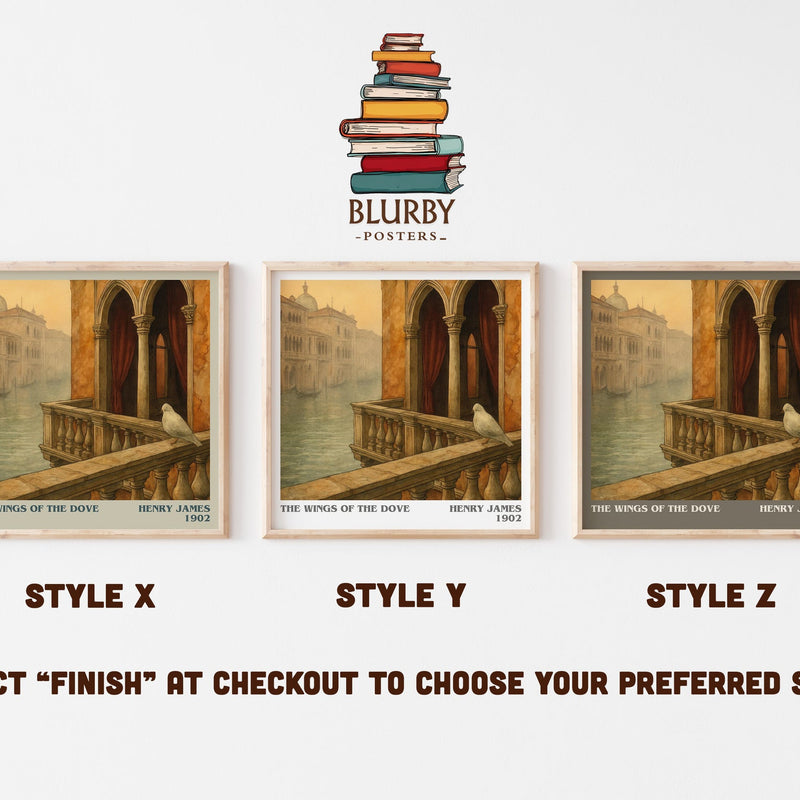 The Wings of the Dove literary print in frame leaning in hallway – classic literature wall art