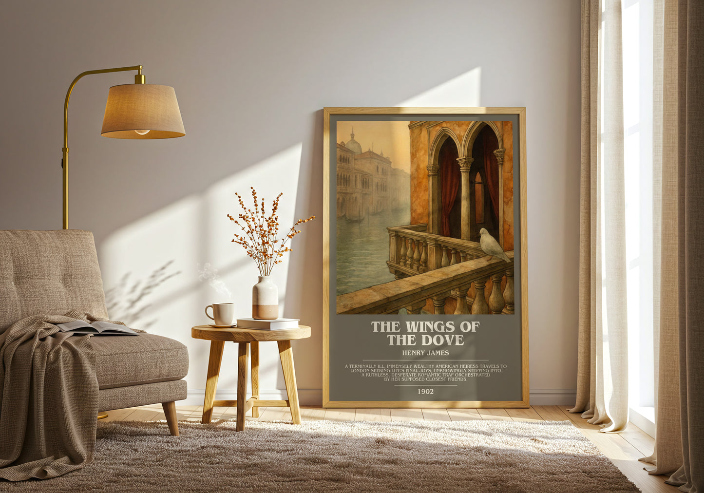 The Wings of the Dove bookish print on bookshelf – Henry James fan gift