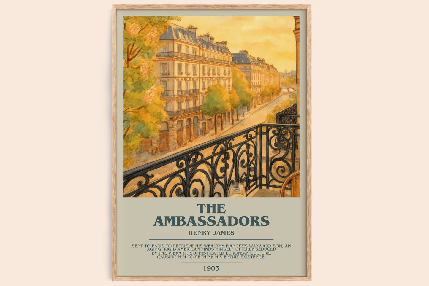 The Ambassadors bookish book poster by Henry James – framed literary art print