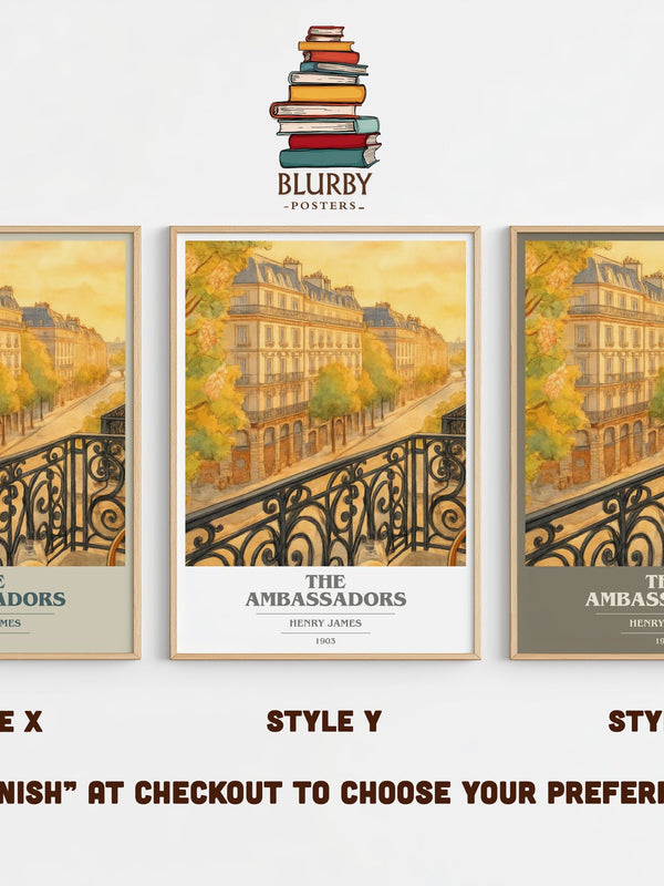 The Ambassadors book cover print in frame leaning in hallway – classic literature wall art