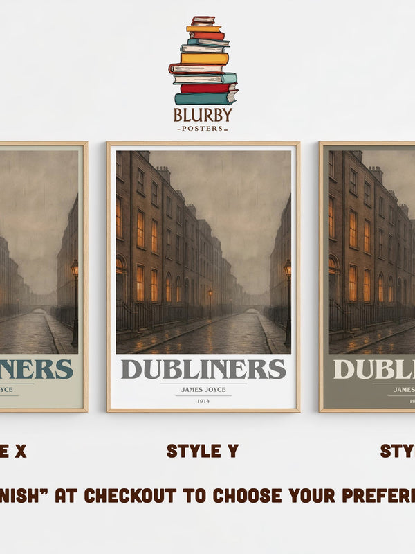 Dubliners book cover print in frame leaning in hallway – classic literature wall art