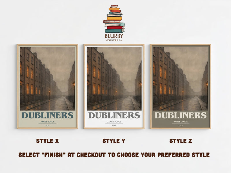 Dubliners book cover print in frame leaning in hallway – classic literature wall art