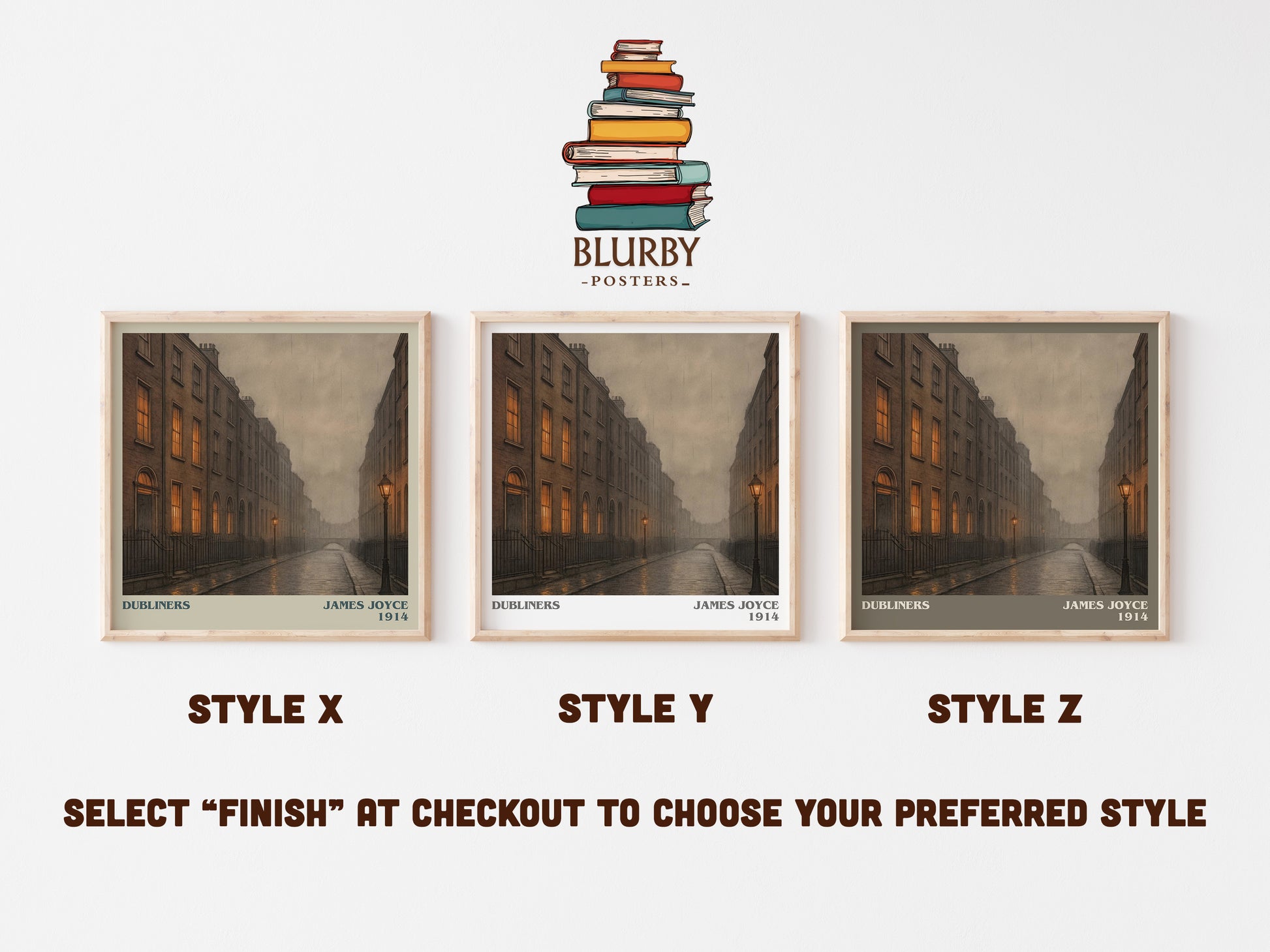 Dubliners literary print in frame leaning in hallway – classic literature wall art