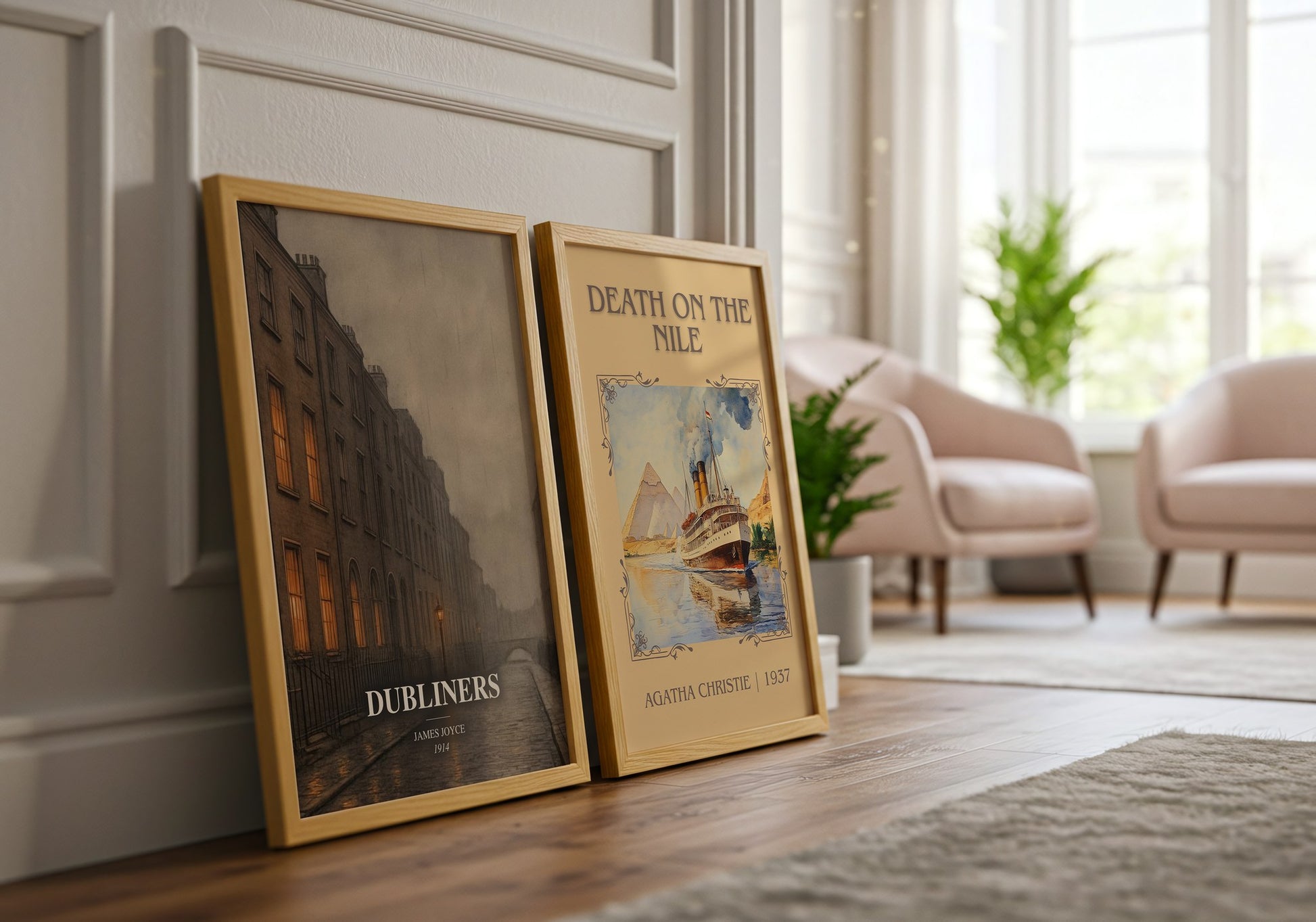 Dubliners watercolour print framed by window – literary home decor