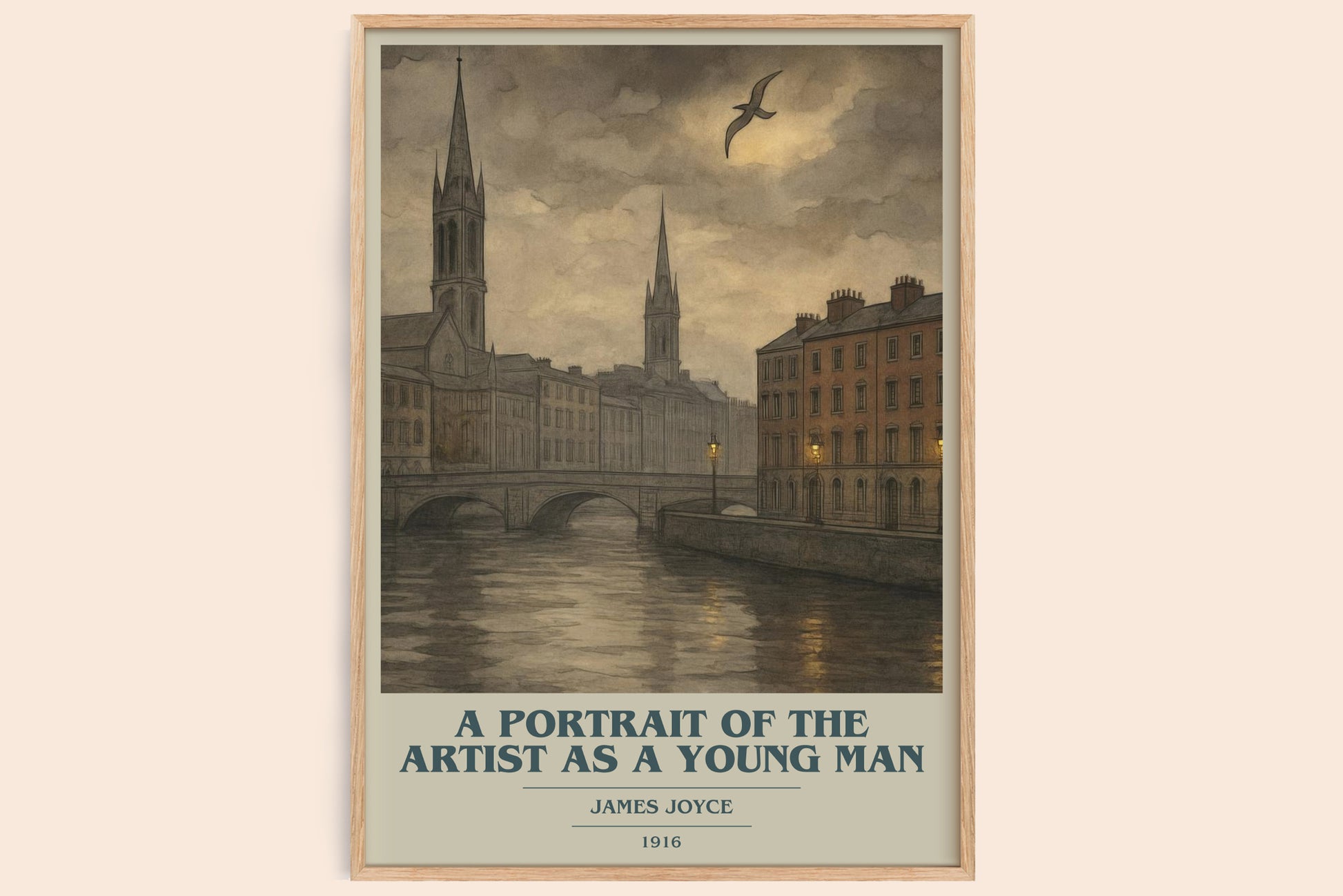 A Portrait of the Artist as a Young Man book cover book poster by James Joyce – framed literary art print