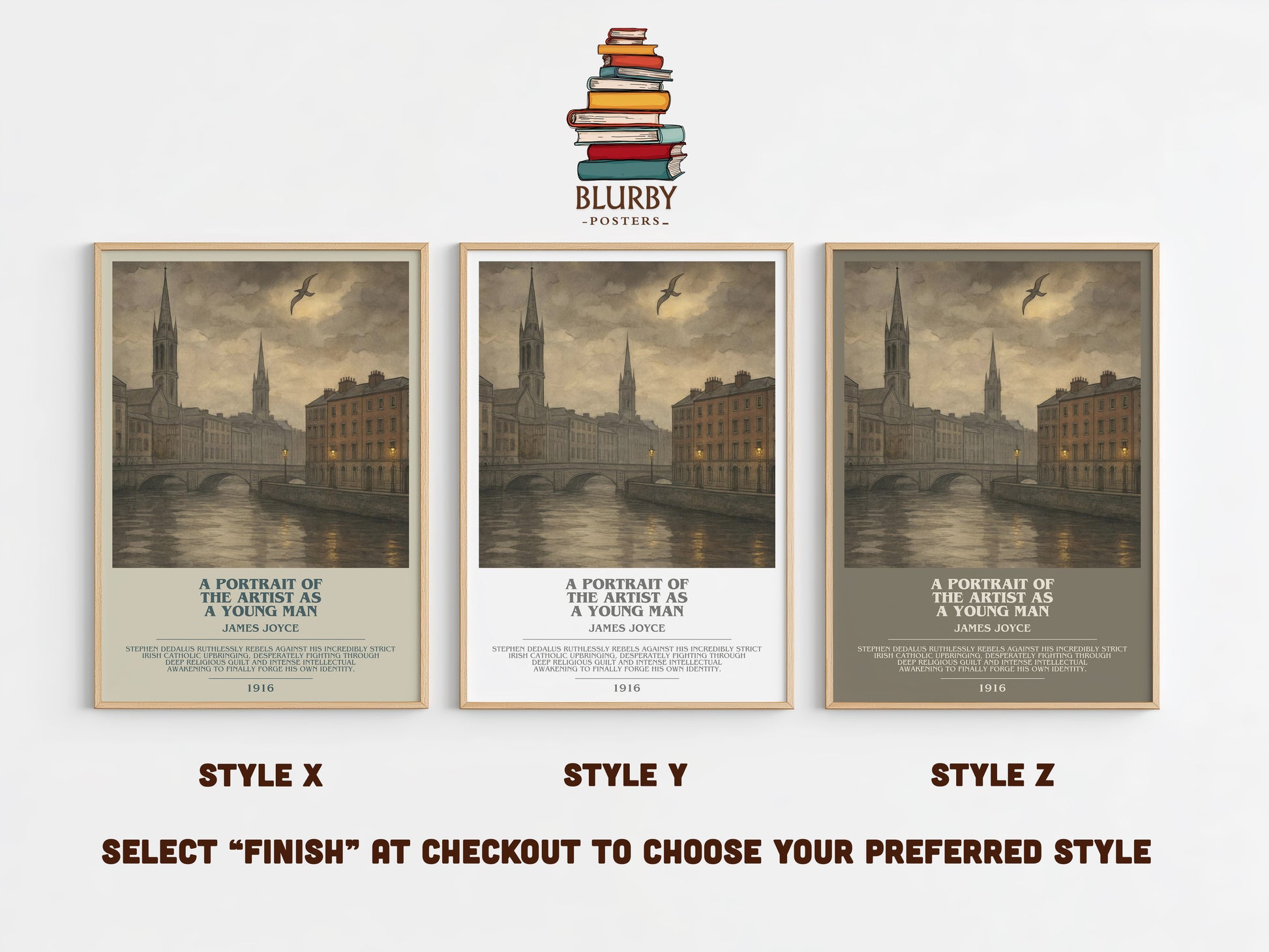 A Portrait of the Artist as a Young Man bookish print in frame leaning in hallway – coming of age wall art