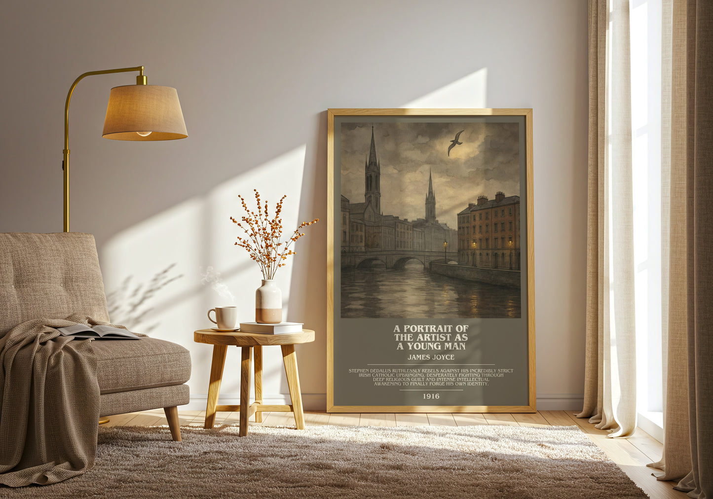 A Portrait of the Artist as a Young Man bookish print on bookshelf – James Joyce fan gift