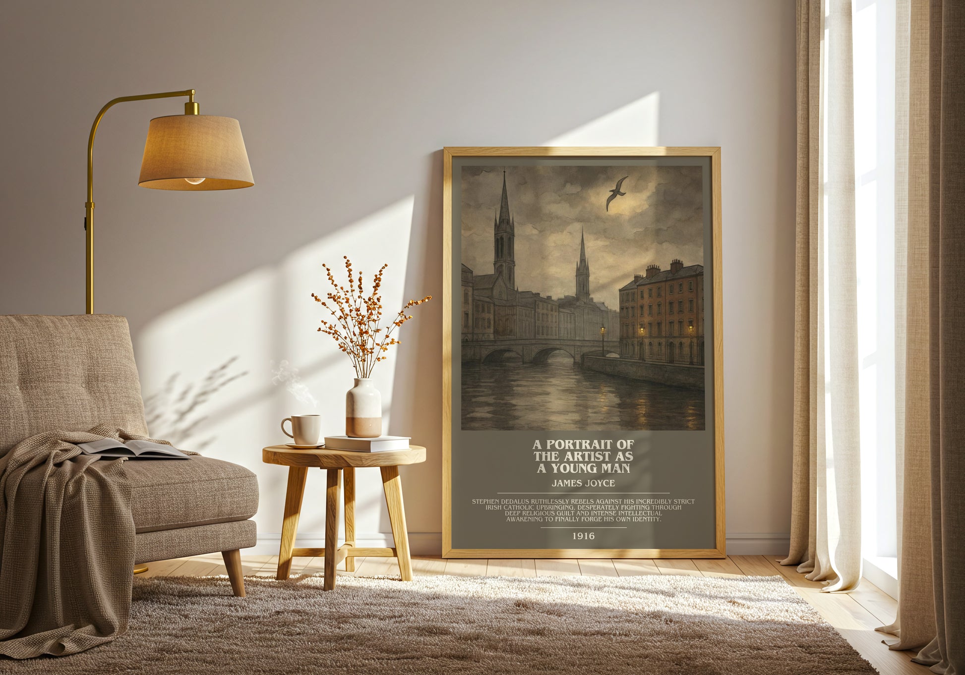 A Portrait of the Artist as a Young Man bookish print on bookshelf – James Joyce fan gift