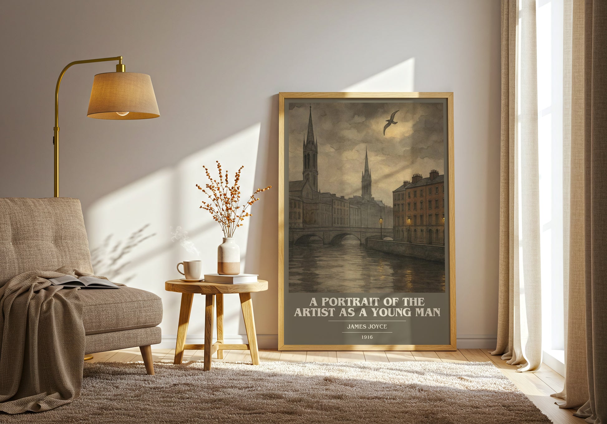 A Portrait of the Artist as a Young Man book cover print on bookshelf – James Joyce fan gift