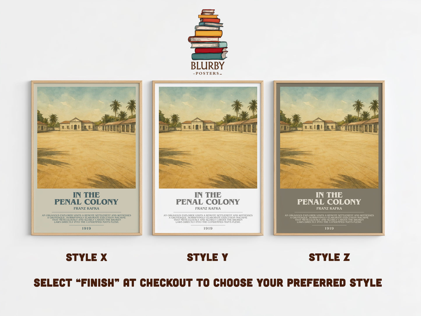 In the Penal Colony bookish print in frame leaning in hallway – literary fiction wall art
