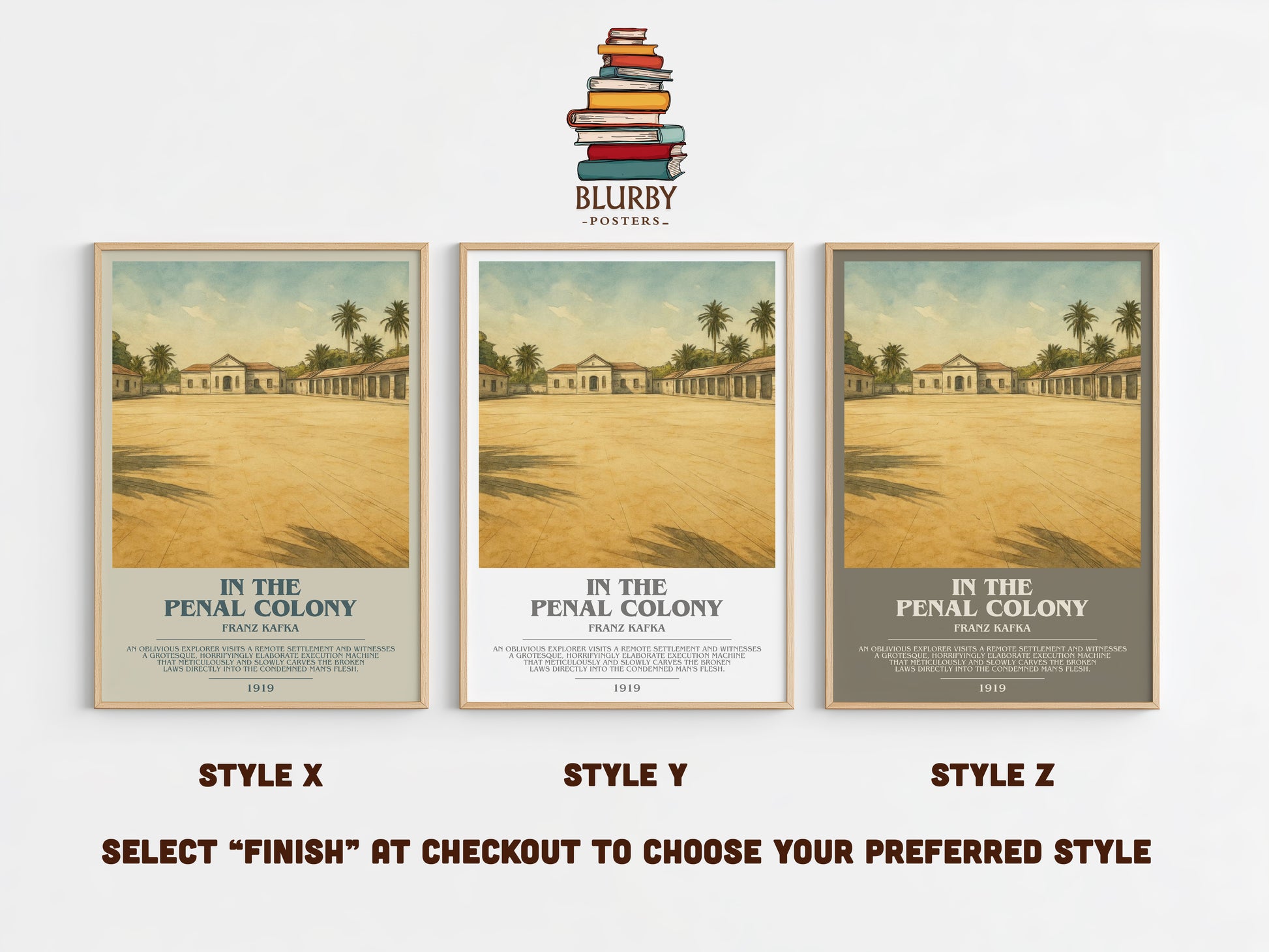 In the Penal Colony bookish print in frame leaning in hallway – literary fiction wall art