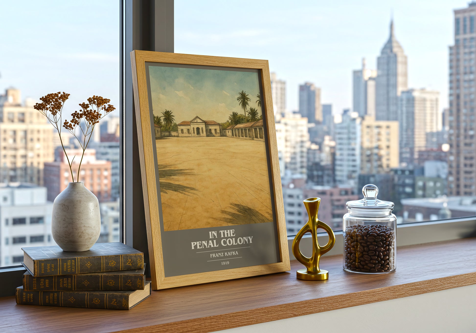 In the Penal Colony book cover print framed by window – literary home decor