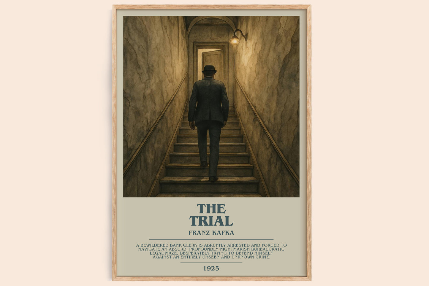 The Trial bookish book poster by Franz Kafka – framed literary art print