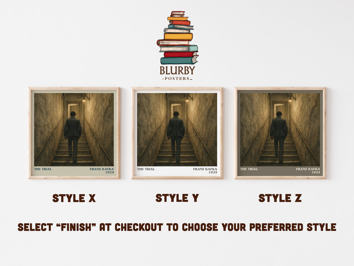 The Trial literary print in frame leaning in hallway – literary fiction wall art