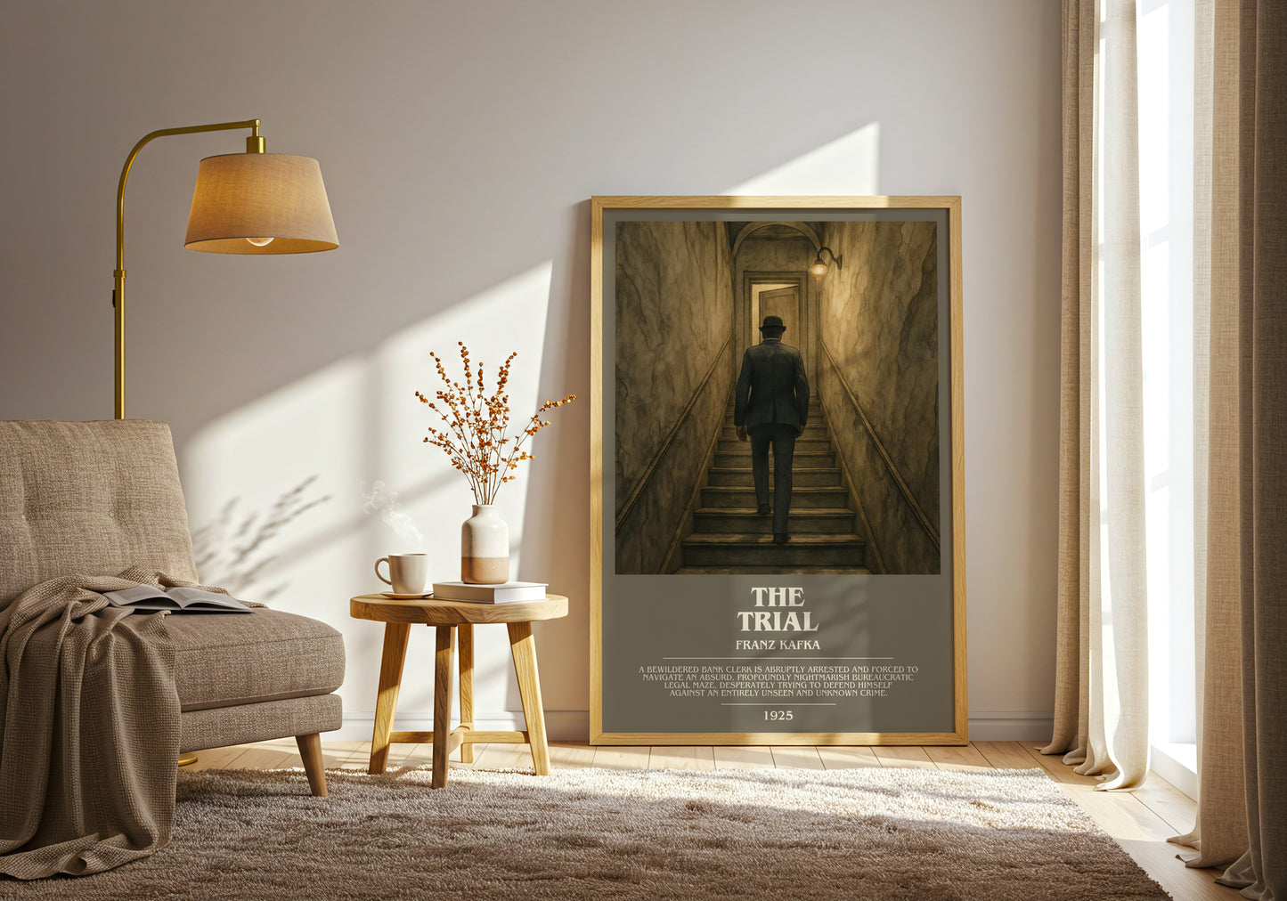 The Trial bookish print on bookshelf – Franz Kafka fan gift