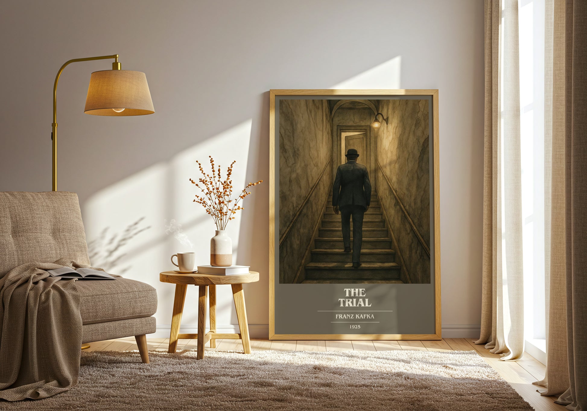 The Trial book cover print on bookshelf – Franz Kafka fan gift