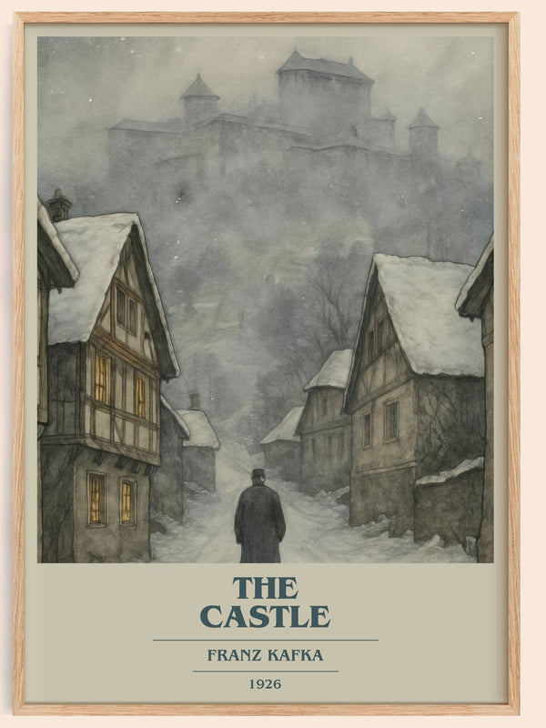 The Castle book cover book poster by Franz Kafka – framed literary art print