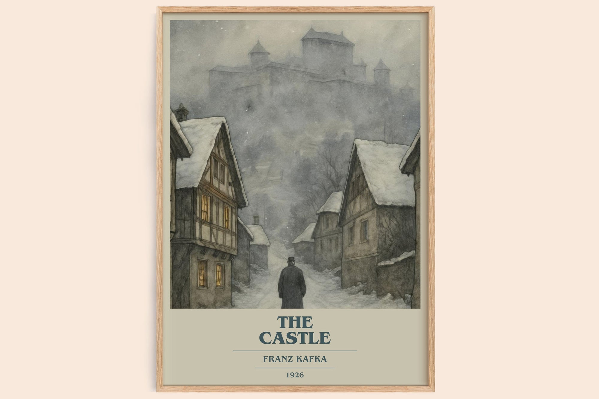 The Castle book cover book poster by Franz Kafka – framed literary art print