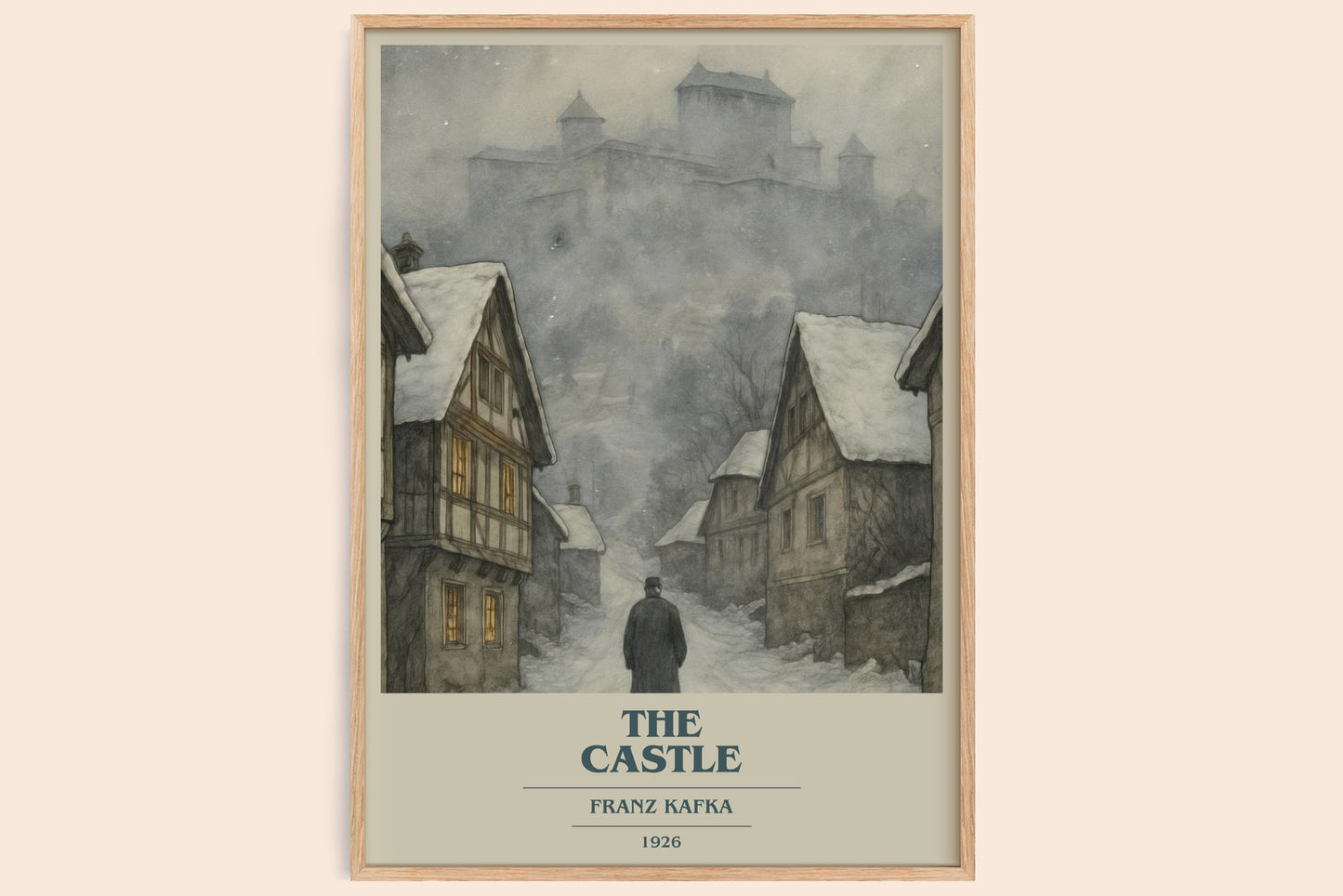 The Castle book cover book poster by Franz Kafka – framed literary art print