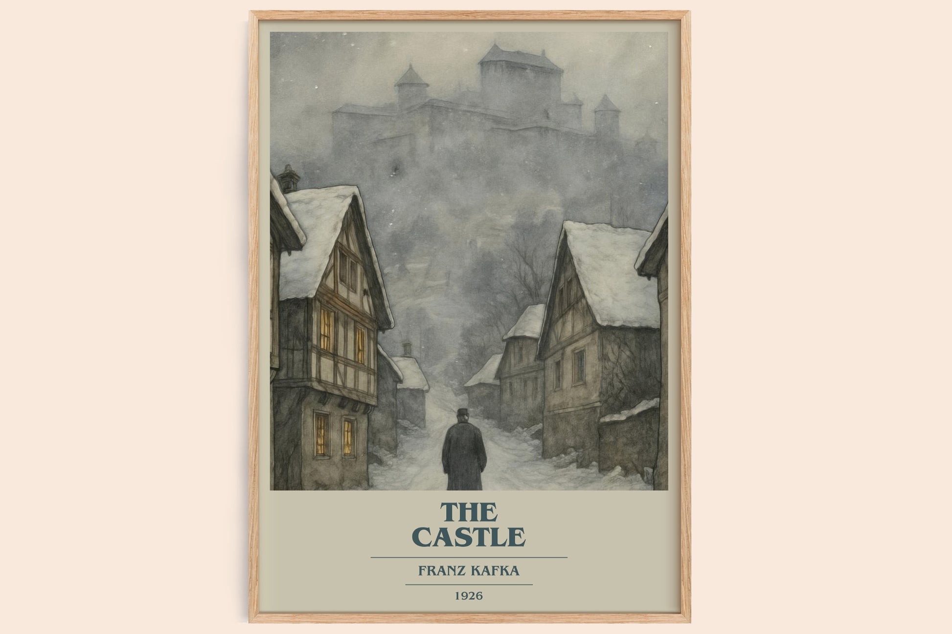 The Castle book cover book poster by Franz Kafka – framed literary art print