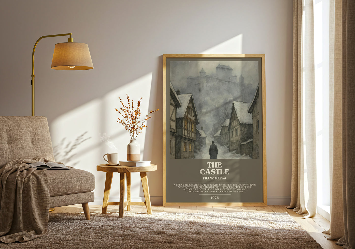 The Castle bookish print on bookshelf – Franz Kafka fan gift